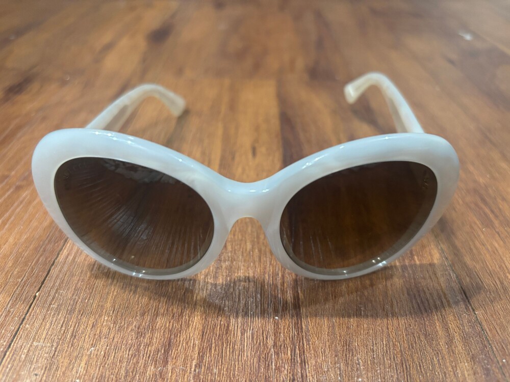 Gucci White Pearl Acetate Sunglasses Brown Lenses Women